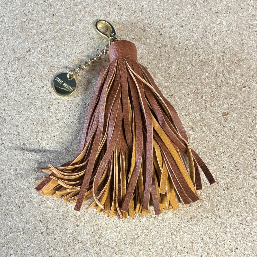 Steve Madden Dual-Tone Leather Tassel Keychain